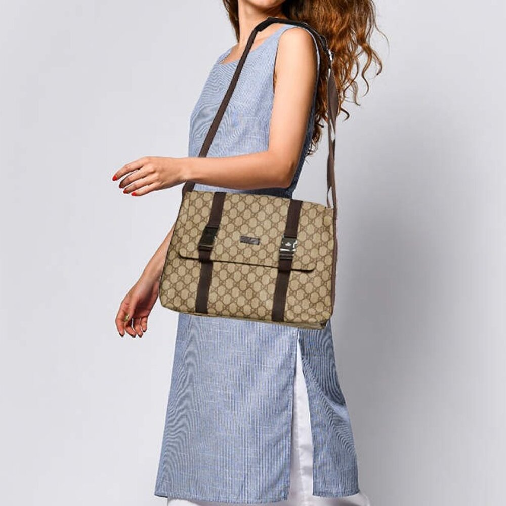 Authentic Gucci GG Supreme Web Canvas Sherry Messenger Bag Monogram Flap Tote - Picture 4 of 15